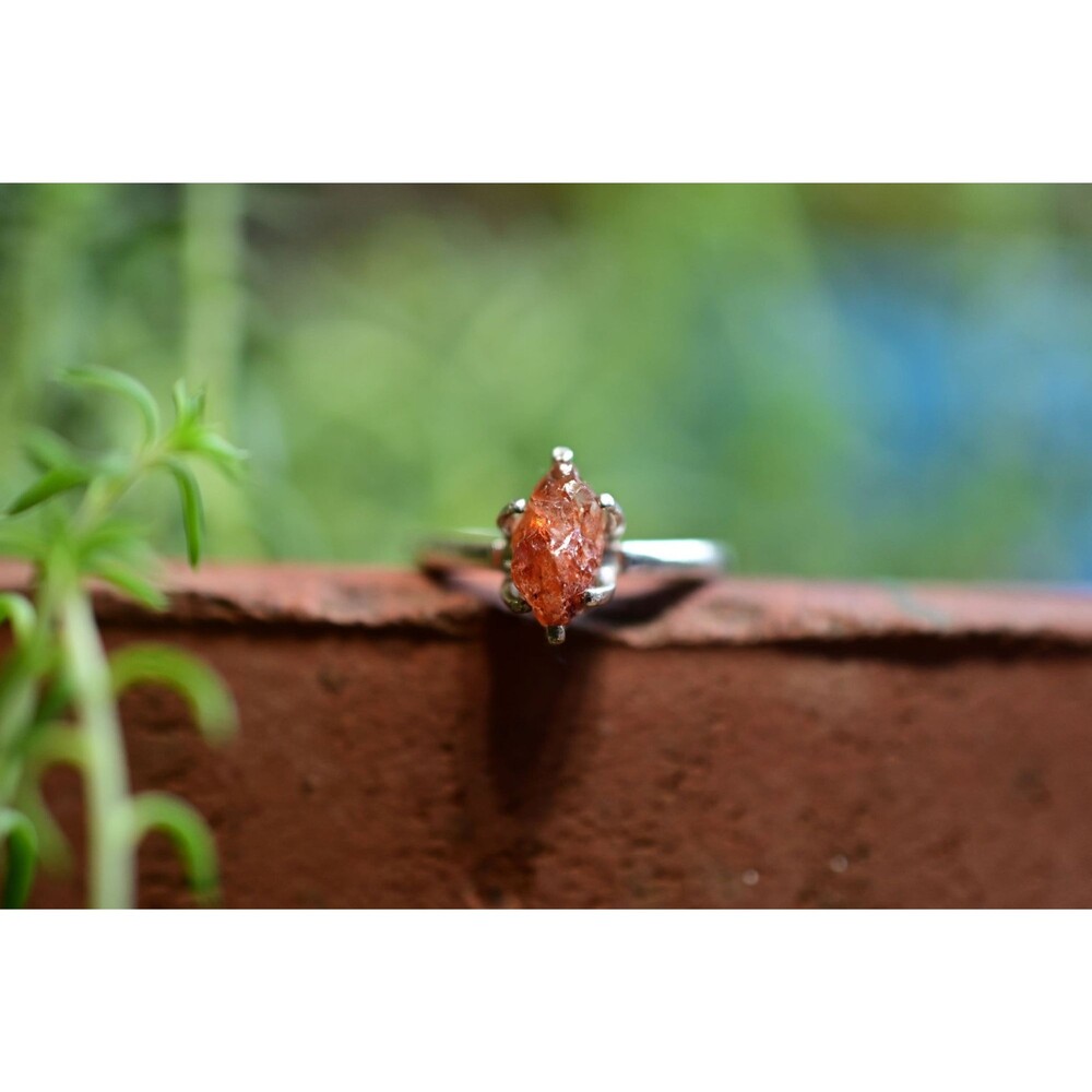 Simple Engagement Ring, Raw Gemstone Jewelry, White Raw Diamond Engagement Ring,